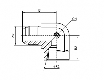 Угольник 90° JIC7/8" - NPT1/2" (Ш-ВНР)